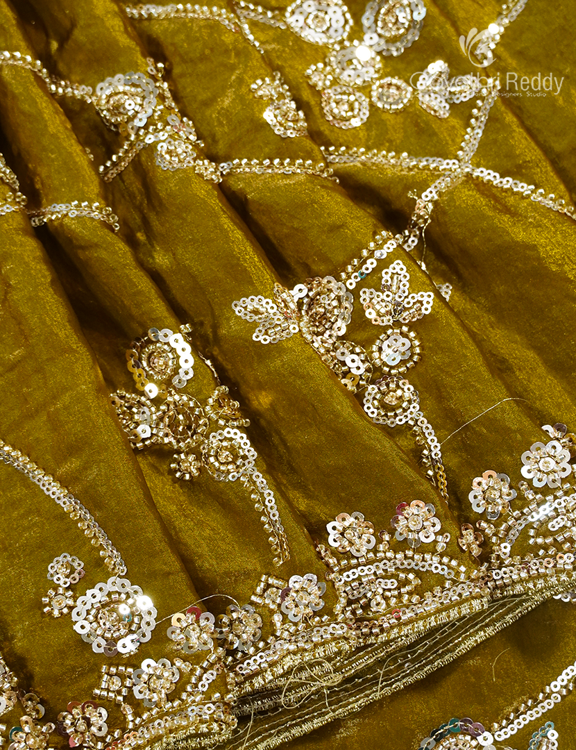 Tissue Fancy Saree in Mehendi Green