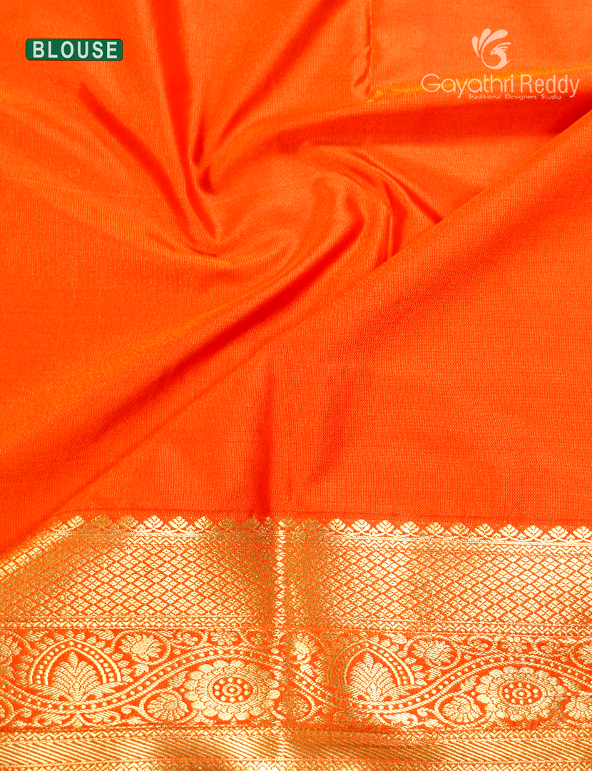 Semi Kanchipuram Silk Saree in Orange