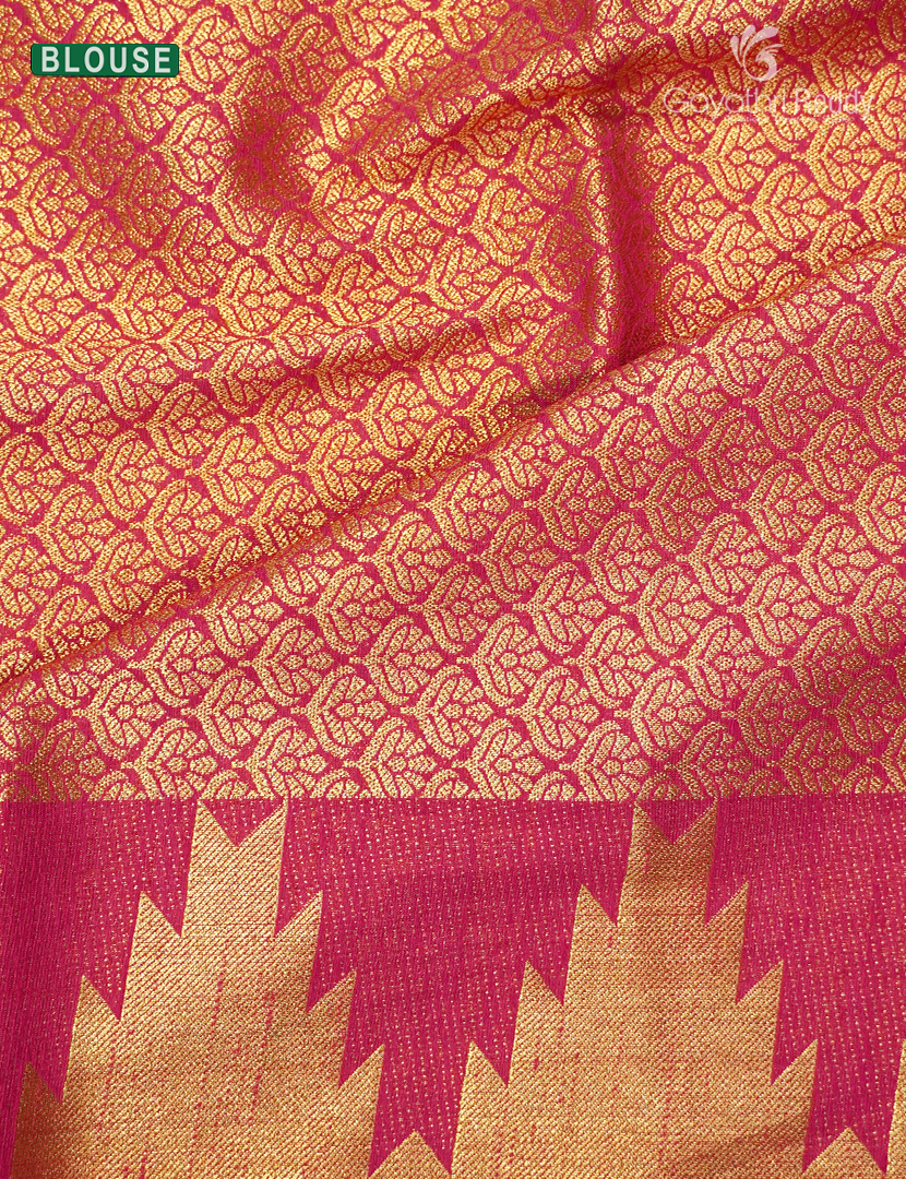 Semi Tussar Saree in Rani Pink