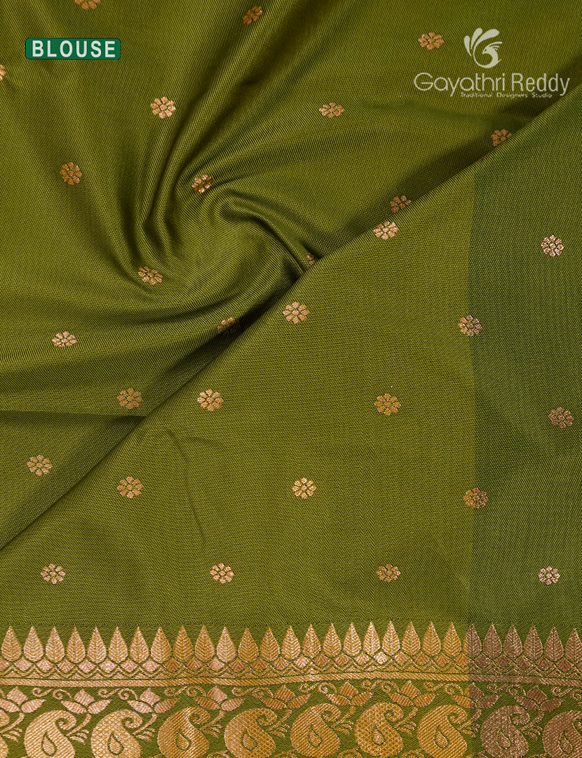 Semi Kanchipuram Art Silk Saree in Lime Green