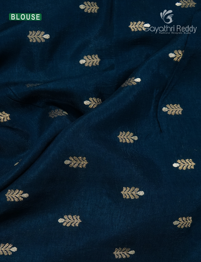 Semi Mysore Crepe Saree in Deep Peacock Blue