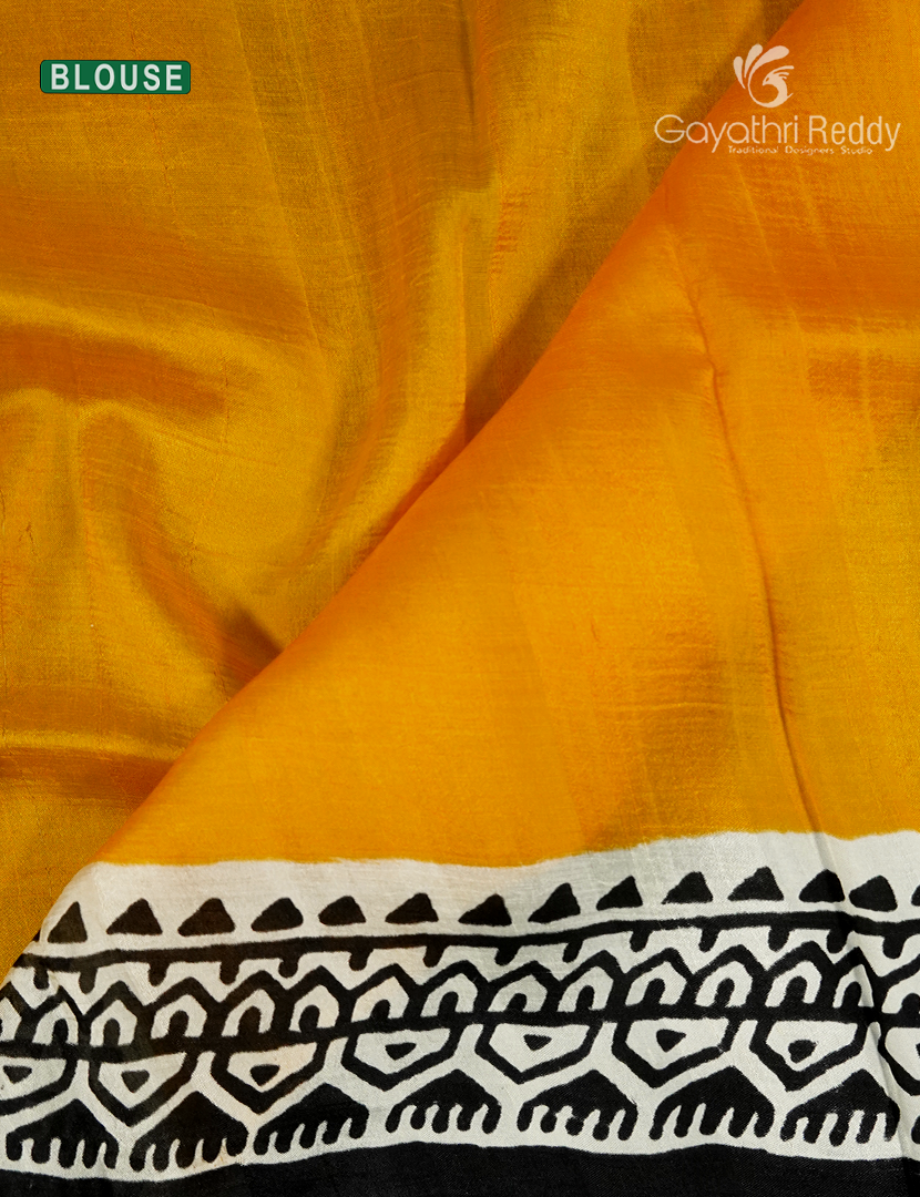 Pure Silk Saree in Turmeric and Black