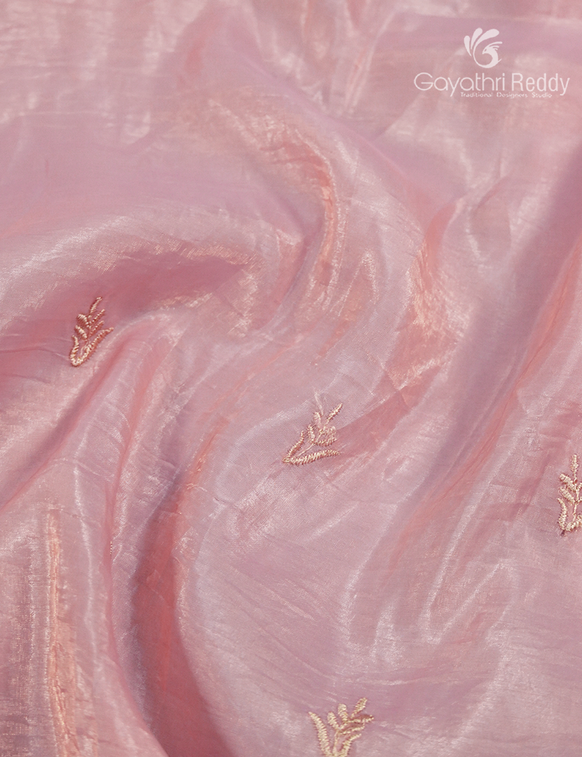 Glass Organza Saree in Pastel Peach