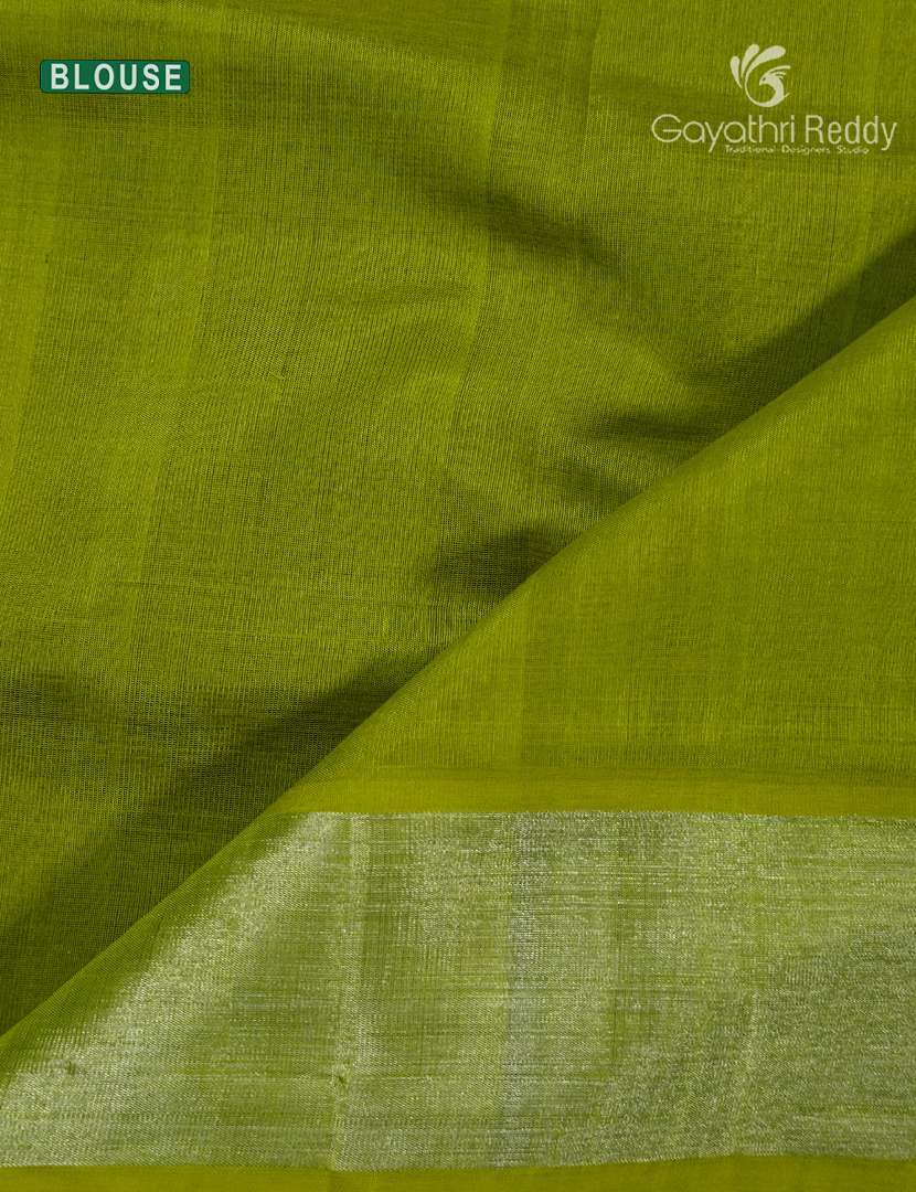Pure Arani Sico Saree in Deep Blue and Parrot Green