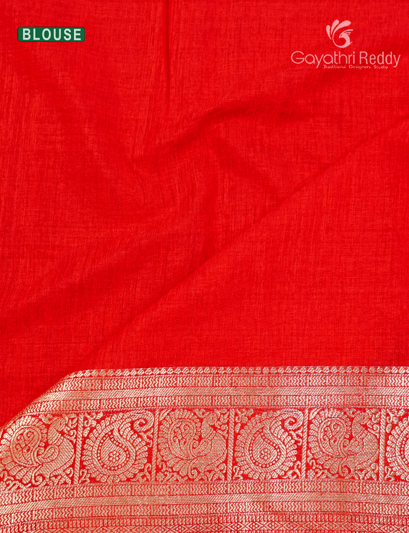 Semi Tussar Saree in Red