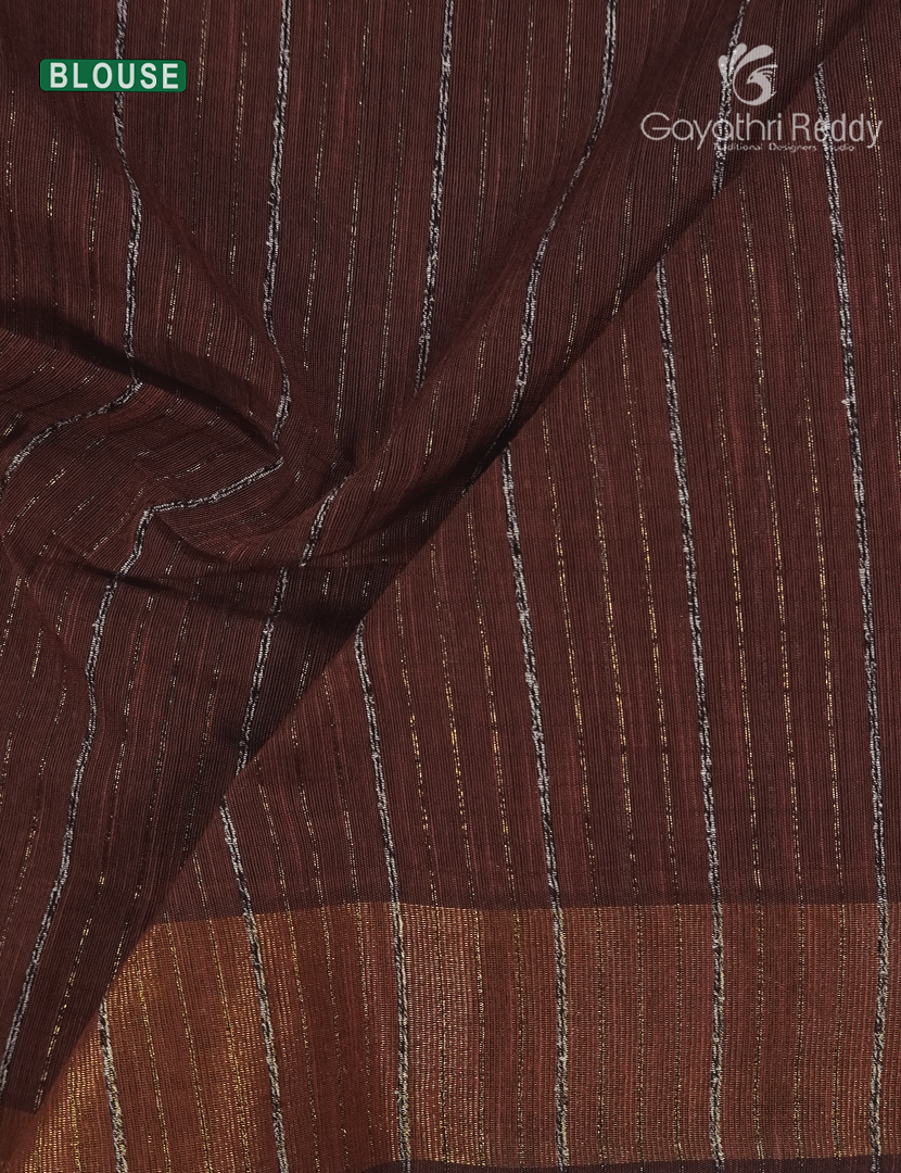 Pure Handloom Cotton Saree in Brown
