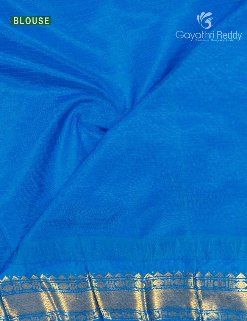 Pure Gadwal Cotton Saree in Deep Purple and Sky Blue