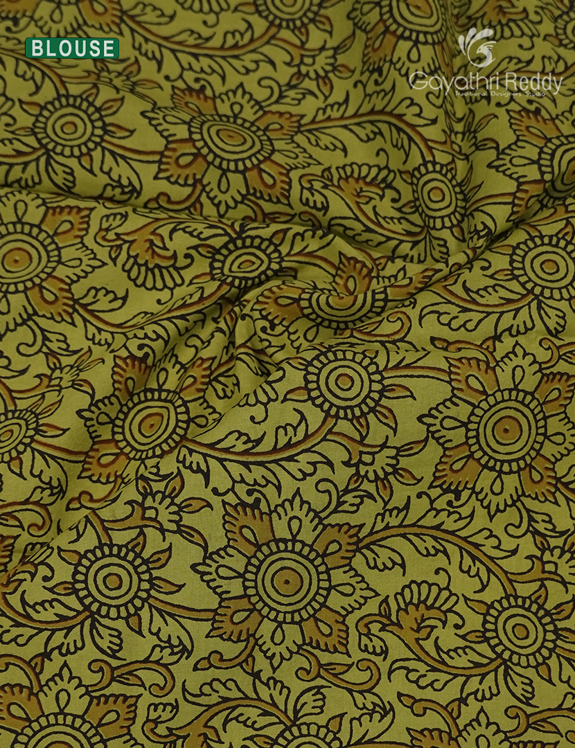 Premium Quality Cotton Kota Saree in Leaf Green and Black