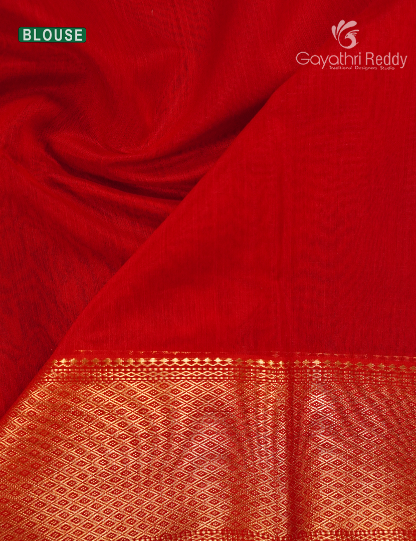 Pure Chanderi Sico Saree in Deep Dry Mehendi and Red