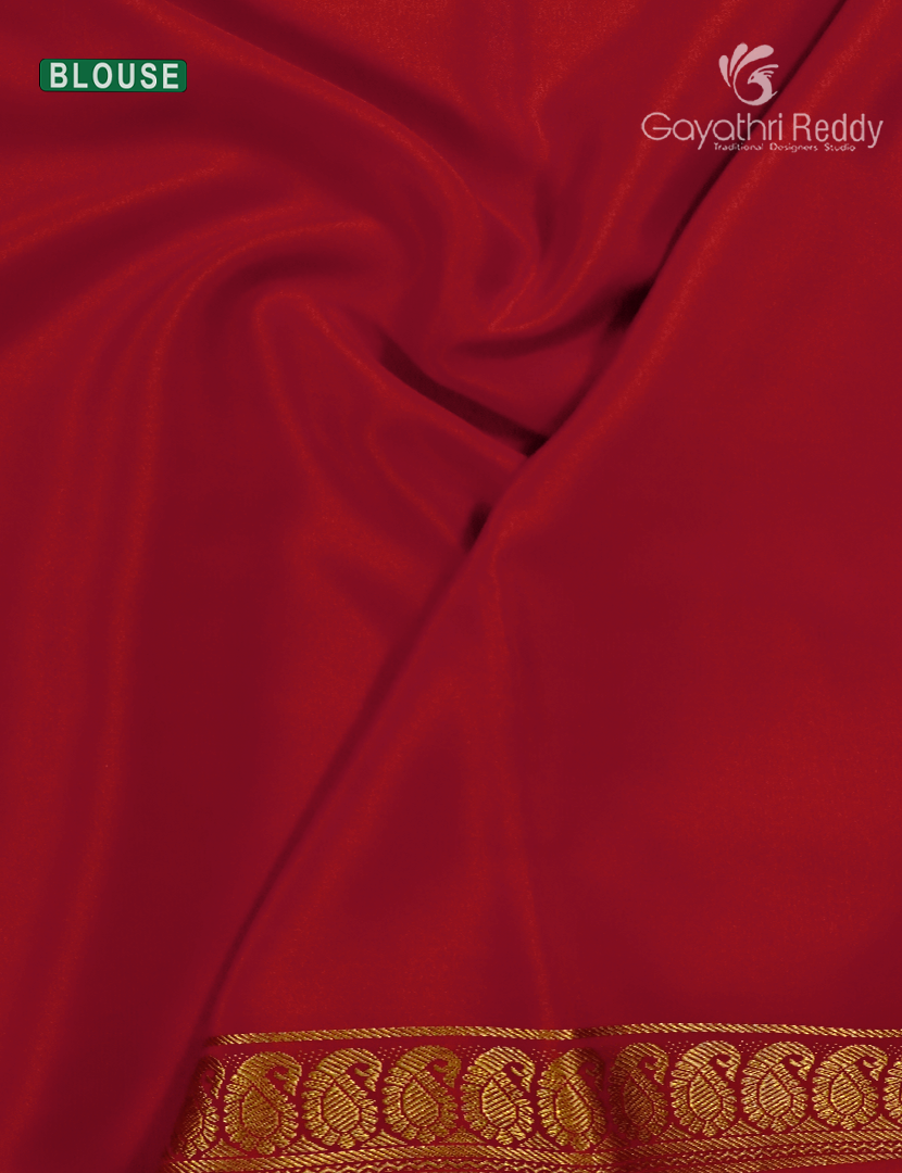 Pure Mysore Silk Saree in Rust Red