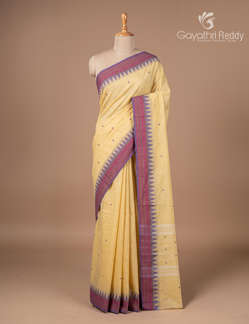 Pure Handloom Cotton Saree in Cream