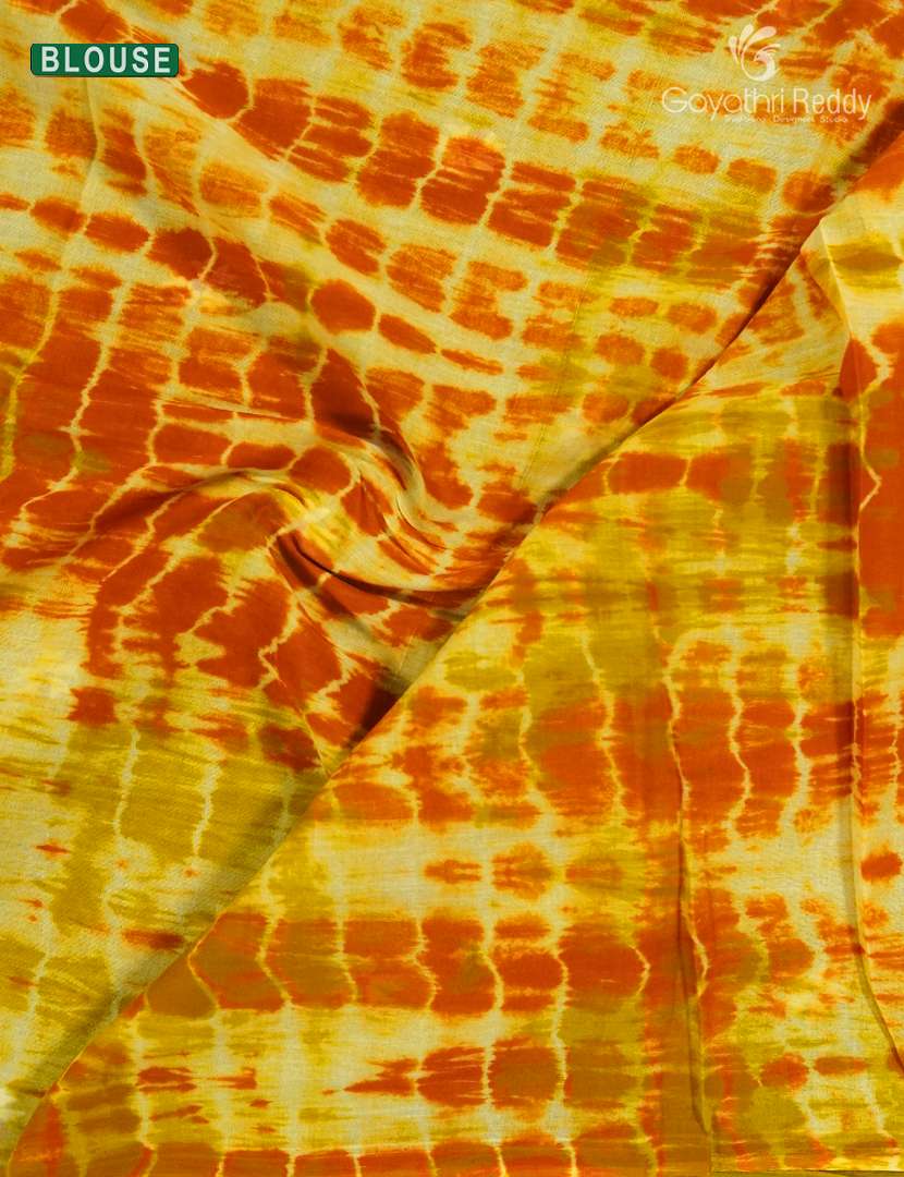 Pure MulMul Cotton Saree in Dry Mehendi  and Orange