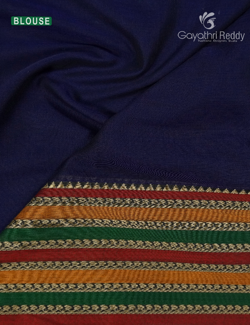 Pure Narayanpet Cotton Saree in Navy Blue