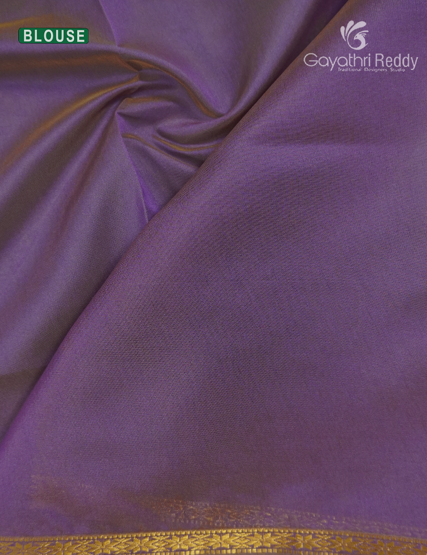 Silk Cotton Saree in Pale Orange and Purple