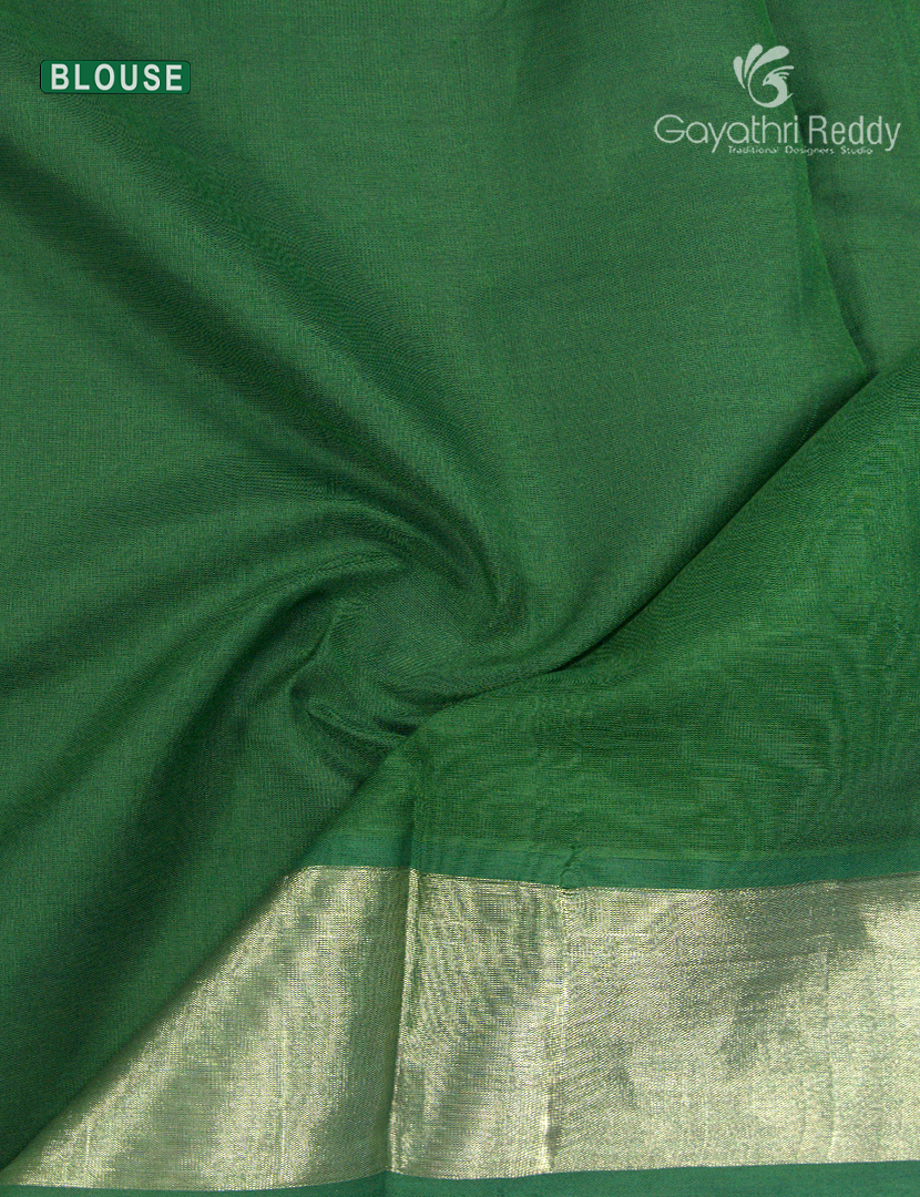 Pure Arani Sico Saree in Orange and Mango Green