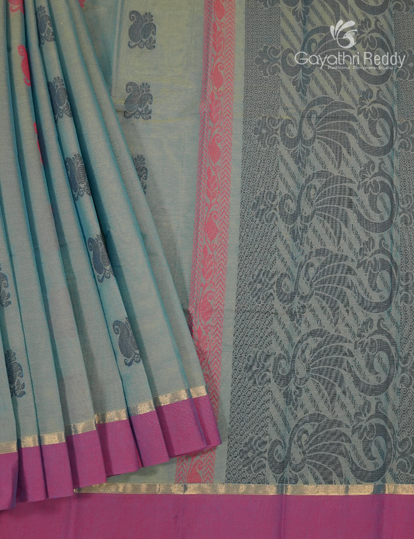 Pure Kanchi Cotton Saree in Grey