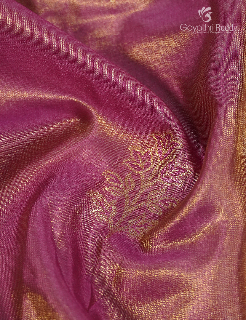 Semi Kanchipuram Silk Fancy Saree in Tissue Red