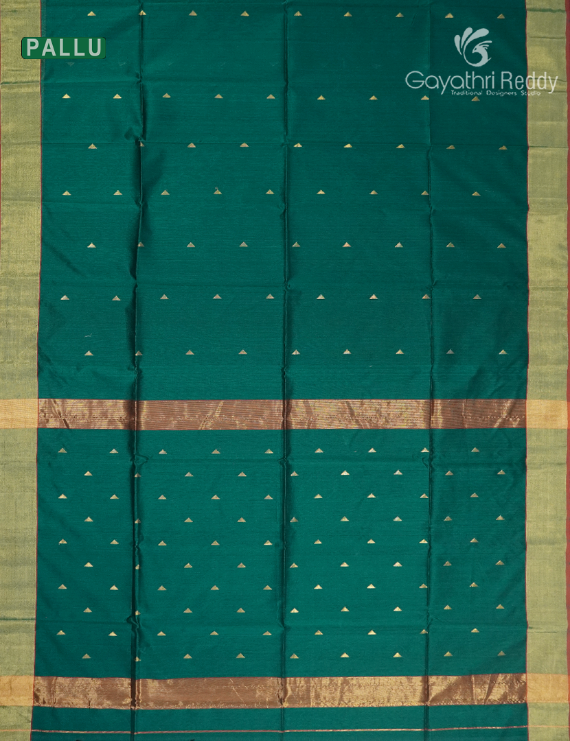Pure Chanderi Sico Saree in Deep Rama Green