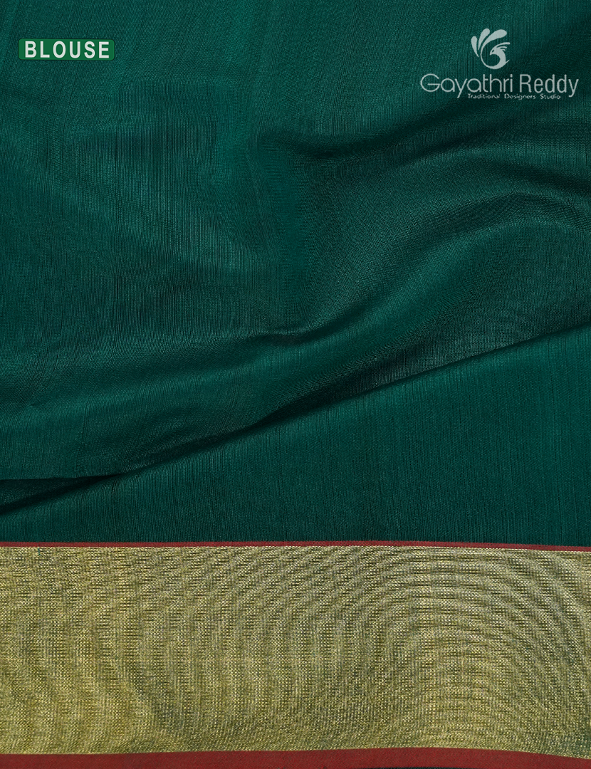 Pure Chanderi Sico Saree in Deep Rama Green