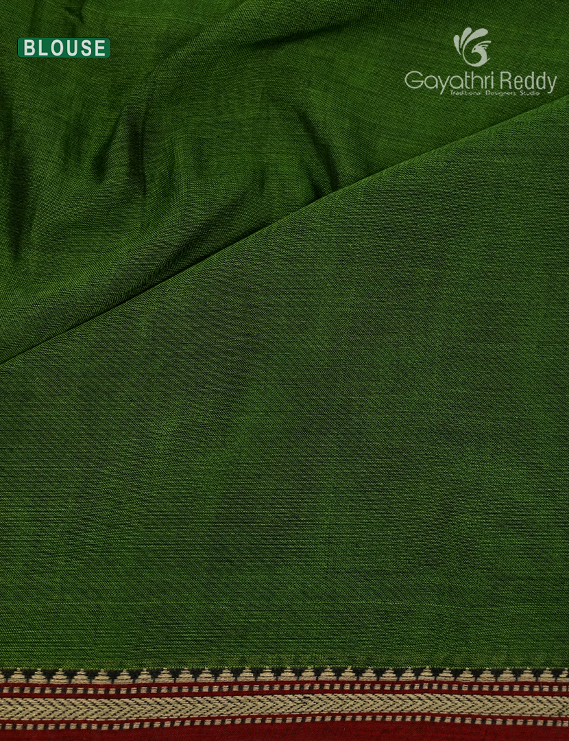 Pure Narayanpet Cotton Saree in Deep Green
