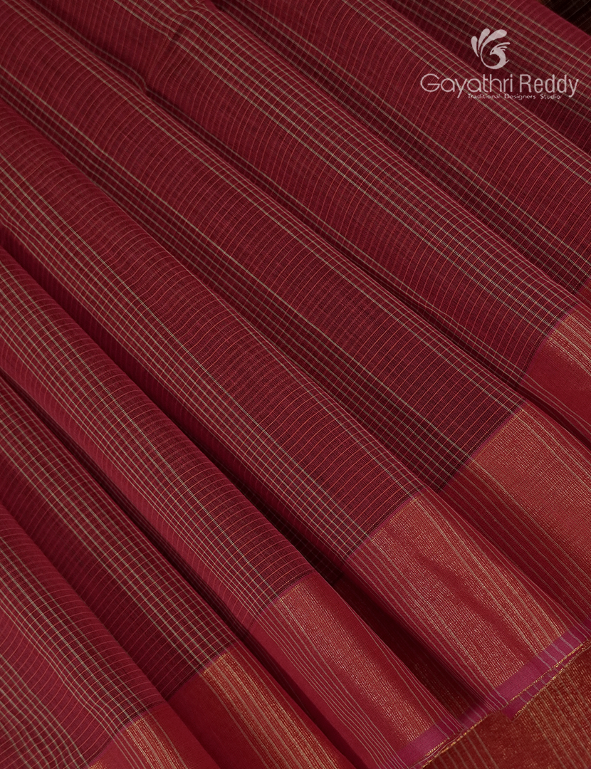 Semi Ikat Sico Saree in Berry Red