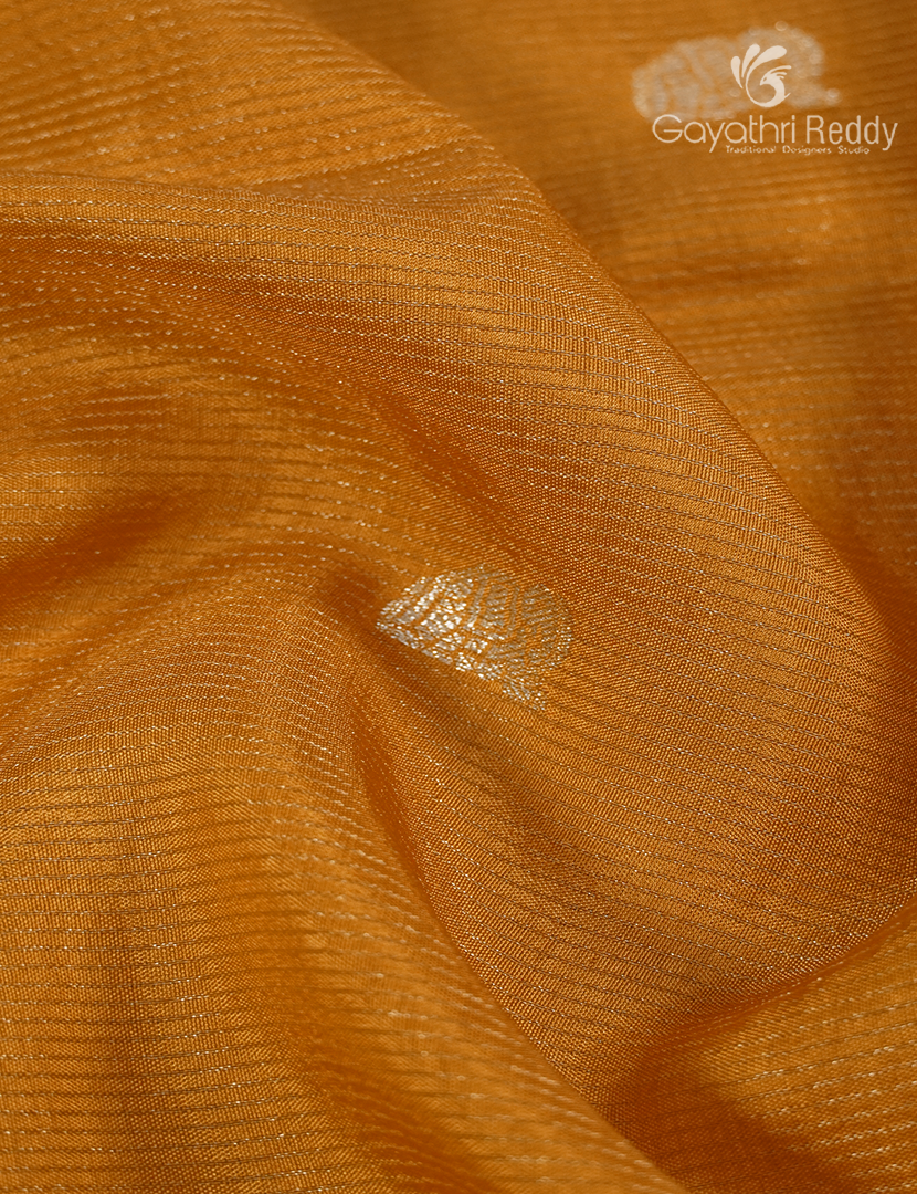 Semi Mysore Crepe Saree in Mustard and Brown