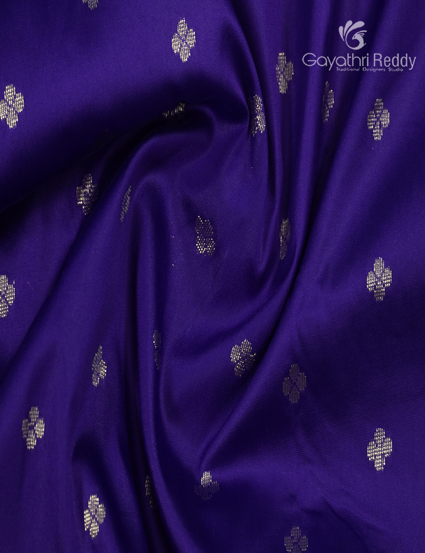 Semi Banaras Katan Silk Saree in Deep Blue and Red