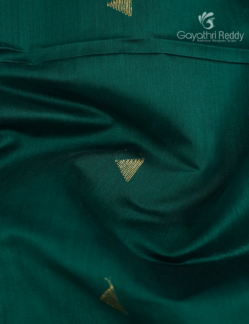 Pure Chanderi Sico Saree in Deep Rama Green