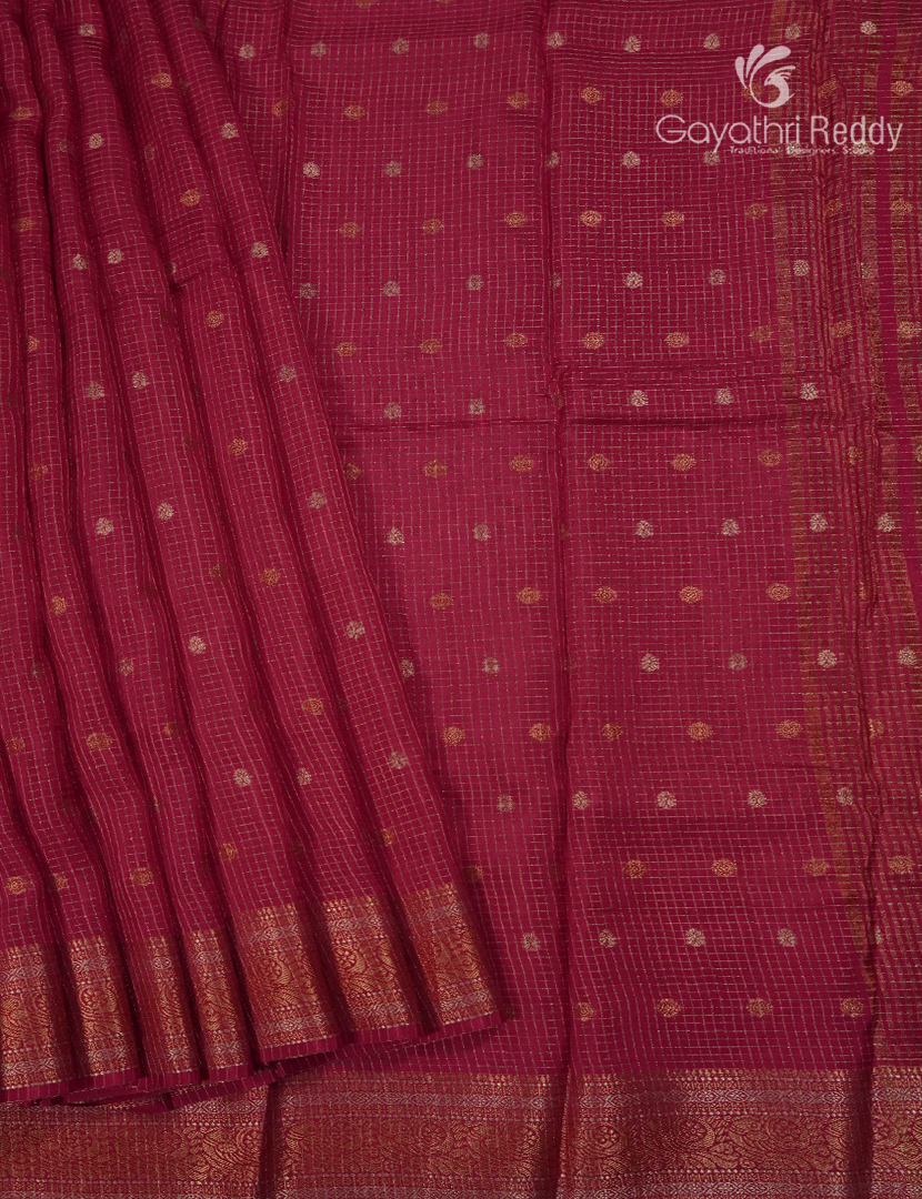 Semi Mysore Crepe Saree in Ruby Pink