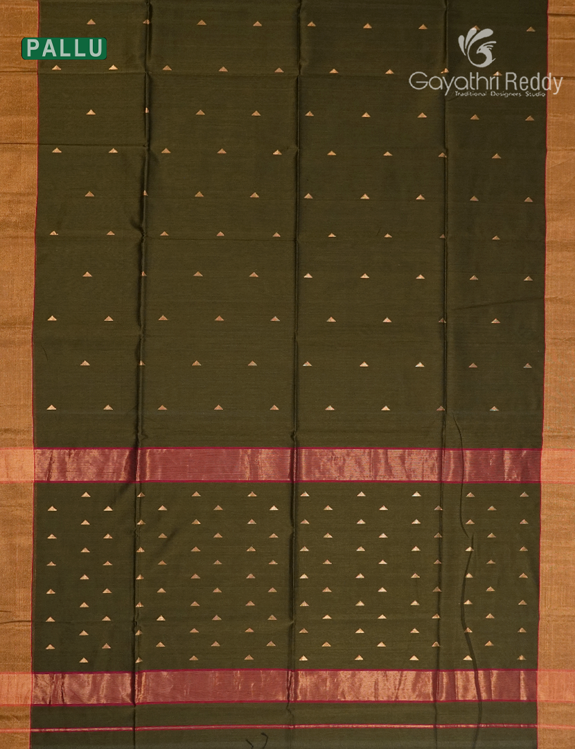 Pure Chanderi Sico Saree in Deep Mehendi Green