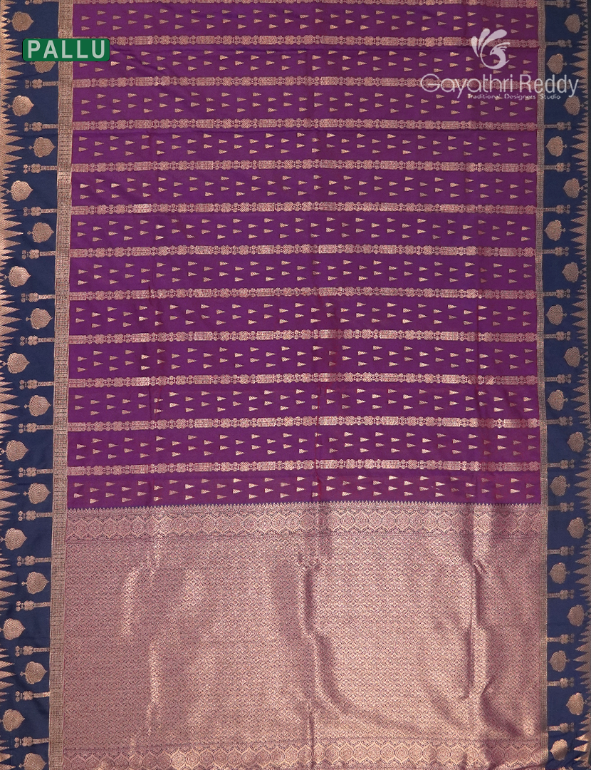 Semi Kanchipuram Art Silk Saree in Purple