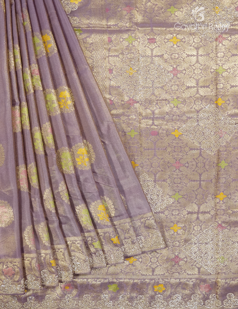 Semi Kanchipuram Silk Fancy Saree in Tissue Lavender