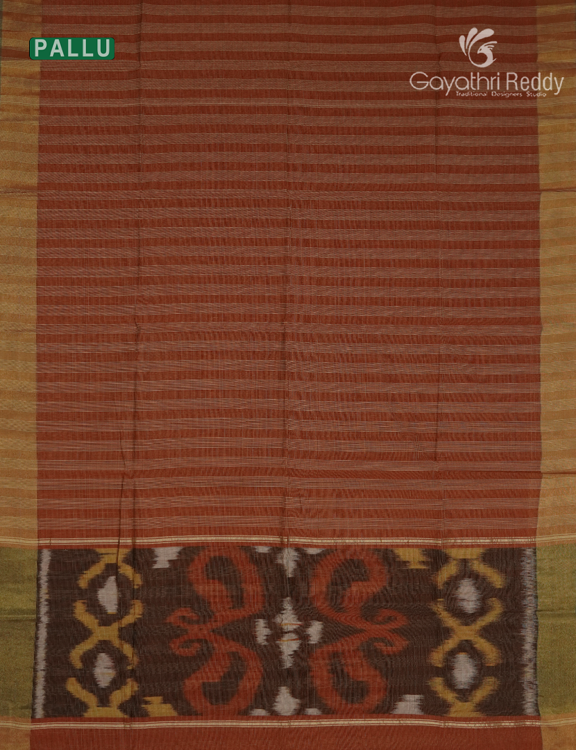 Semi Ikat Sico Saree in Rust