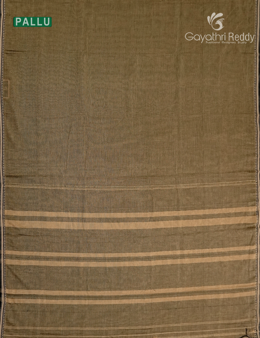Pure Narayanpet Cotton Saree in Olive Green