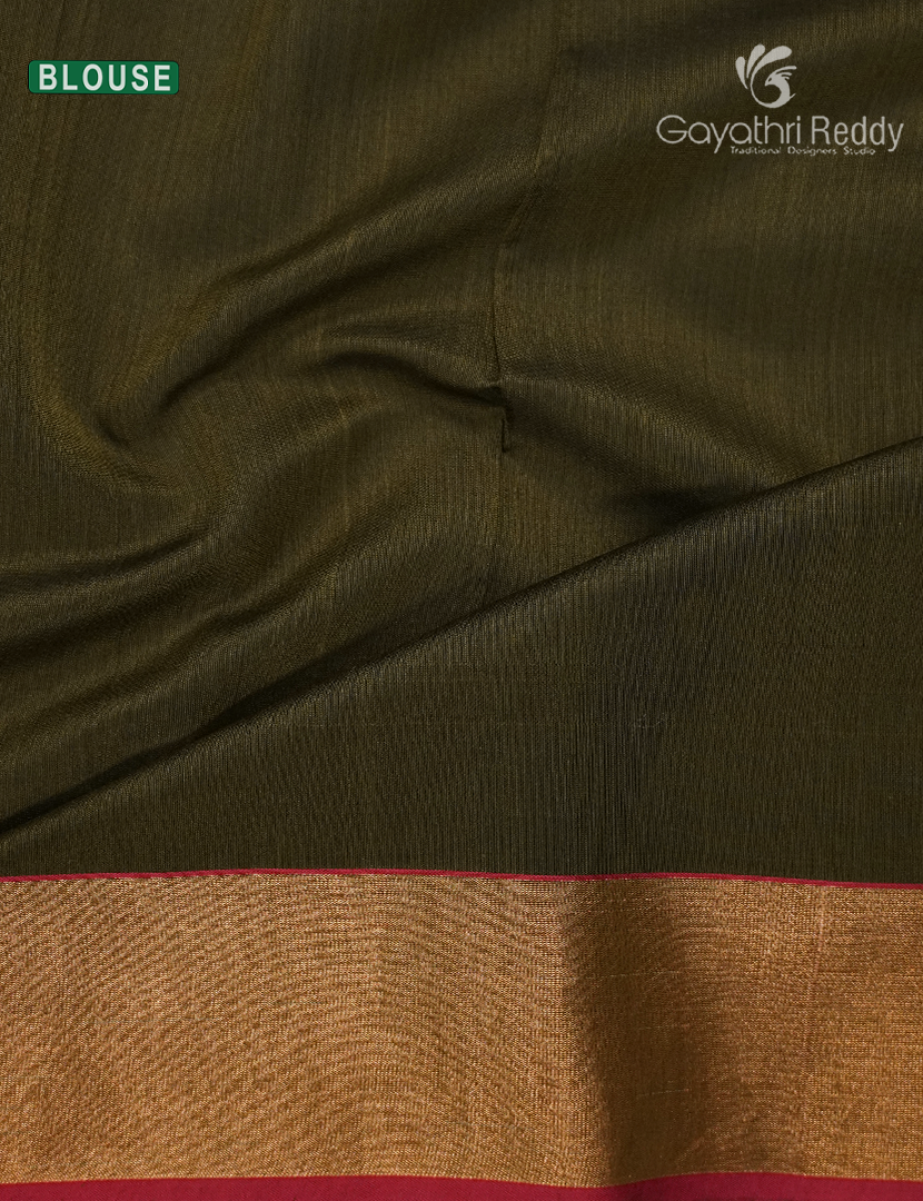 Pure Chanderi Sico Saree in Deep Mehendi Green