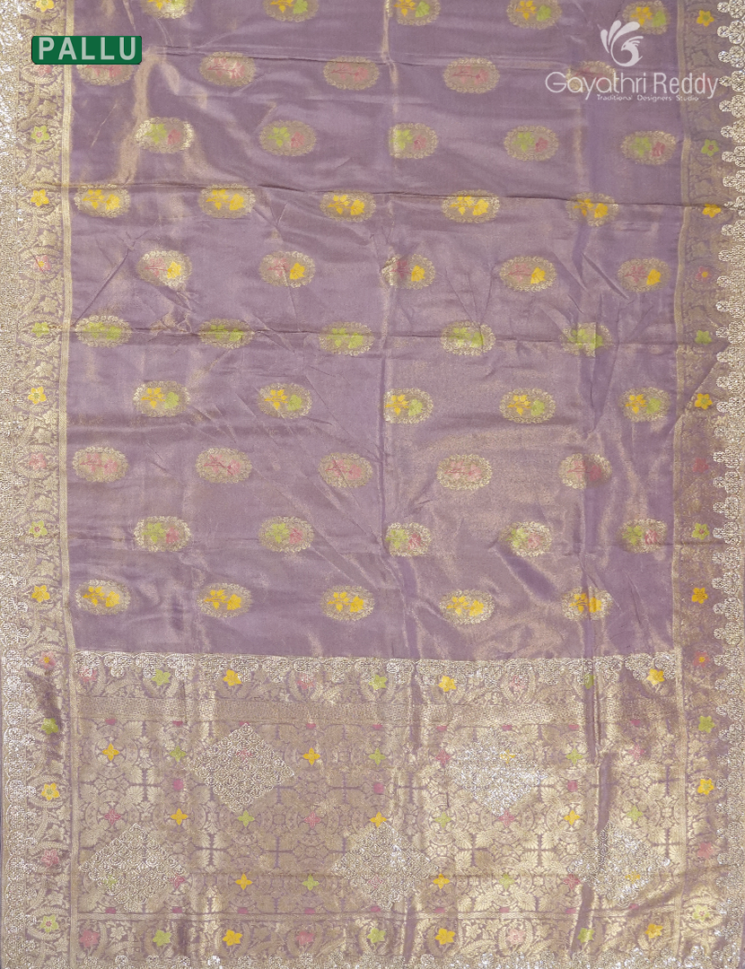 Semi Kanchipuram Silk Fancy Saree in Tissue Lavender