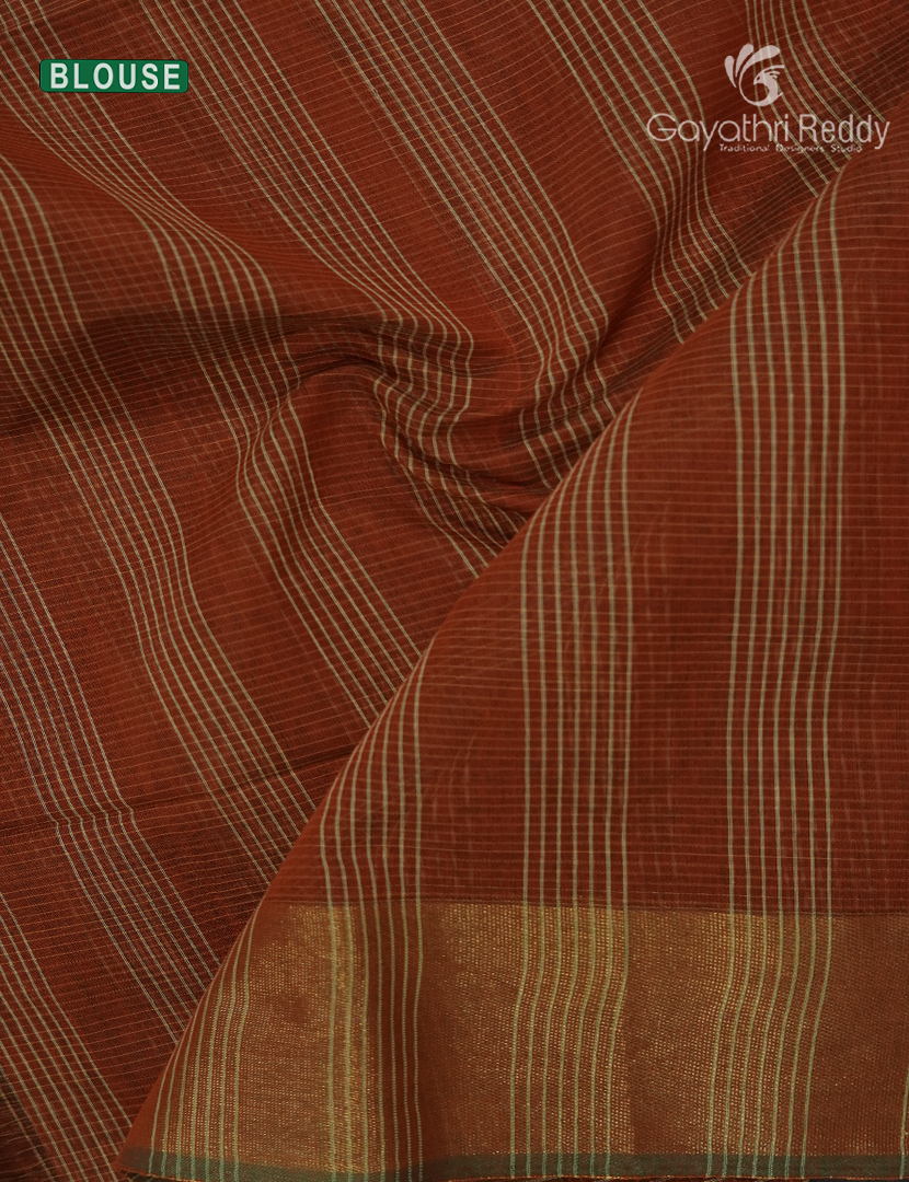 Semi Ikat Sico Saree in Rust