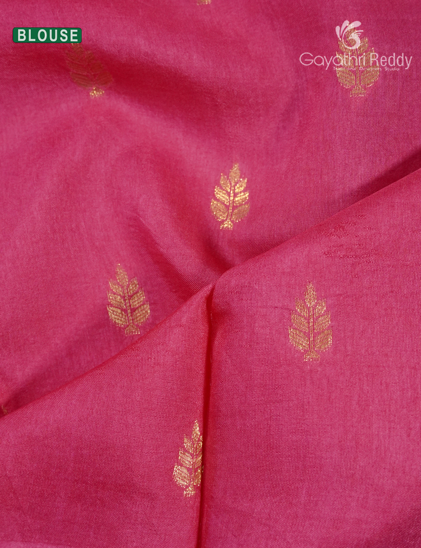 Semi Mysore Crepe Saree in Navy Blue and Rani Pink