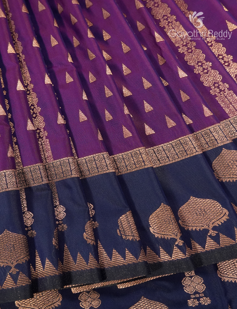 Semi Kanchipuram Art Silk Saree in Purple