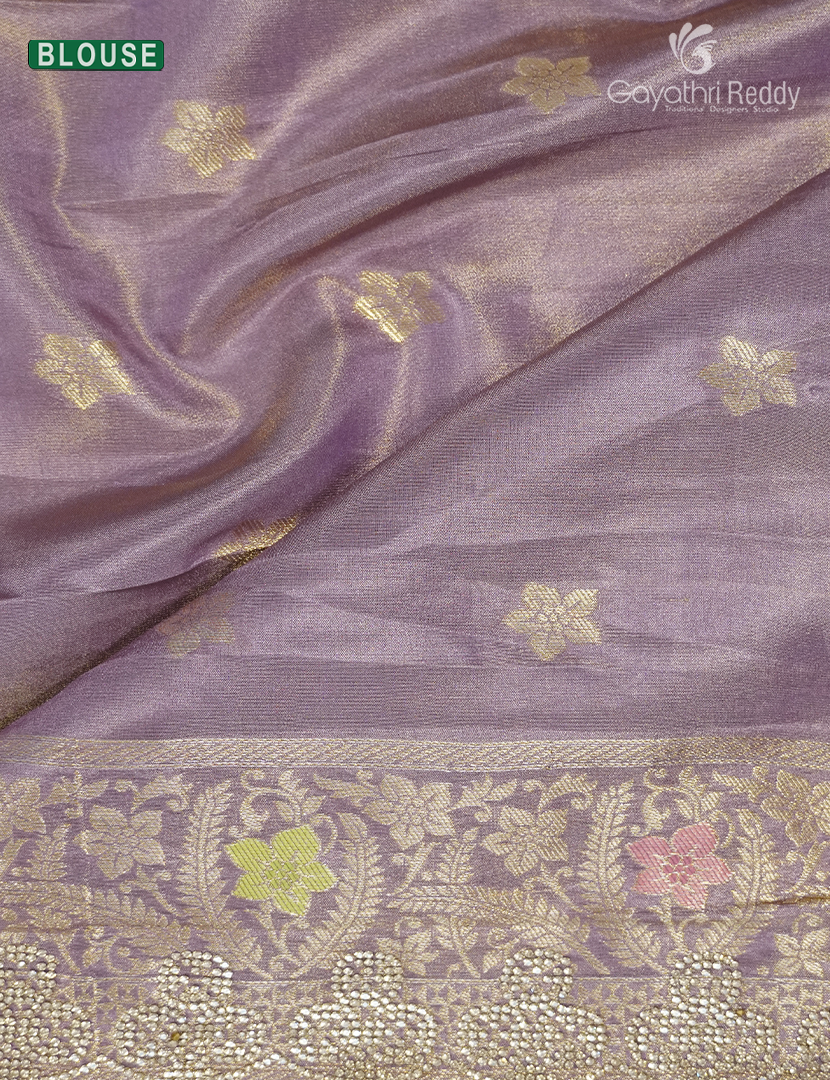 Semi Kanchipuram Silk Fancy Saree in Tissue Lavender