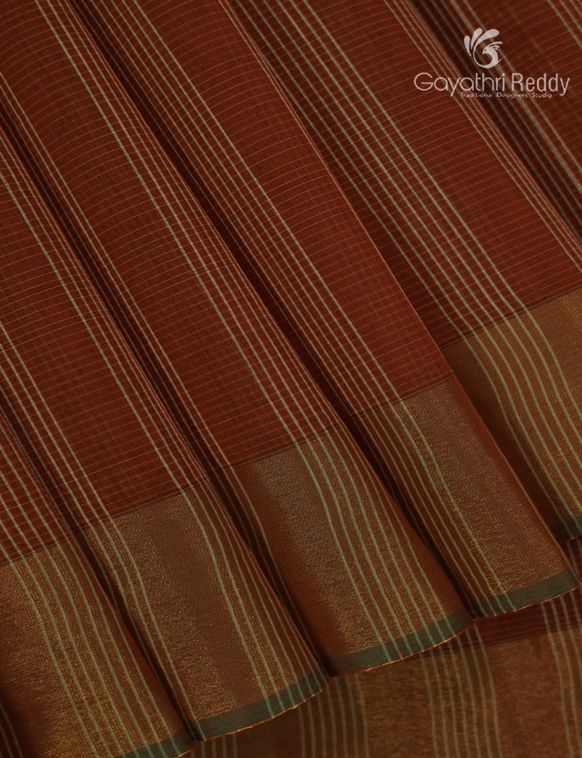 Semi Ikat Sico Saree in Rust