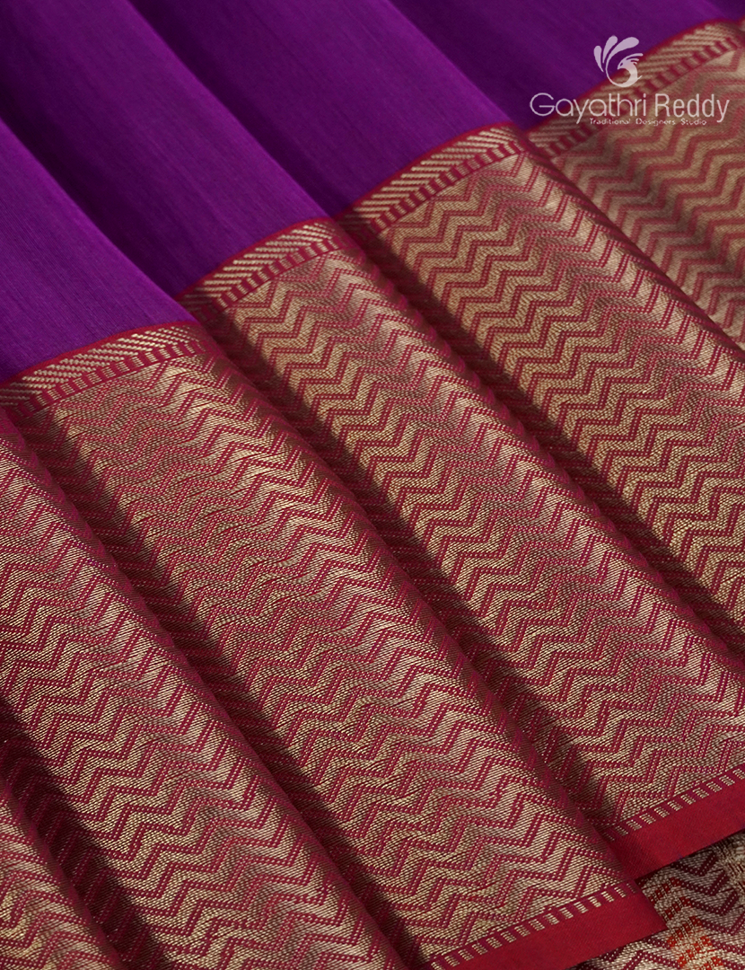 Pure Chanderi Sico Saree in Deep Purple