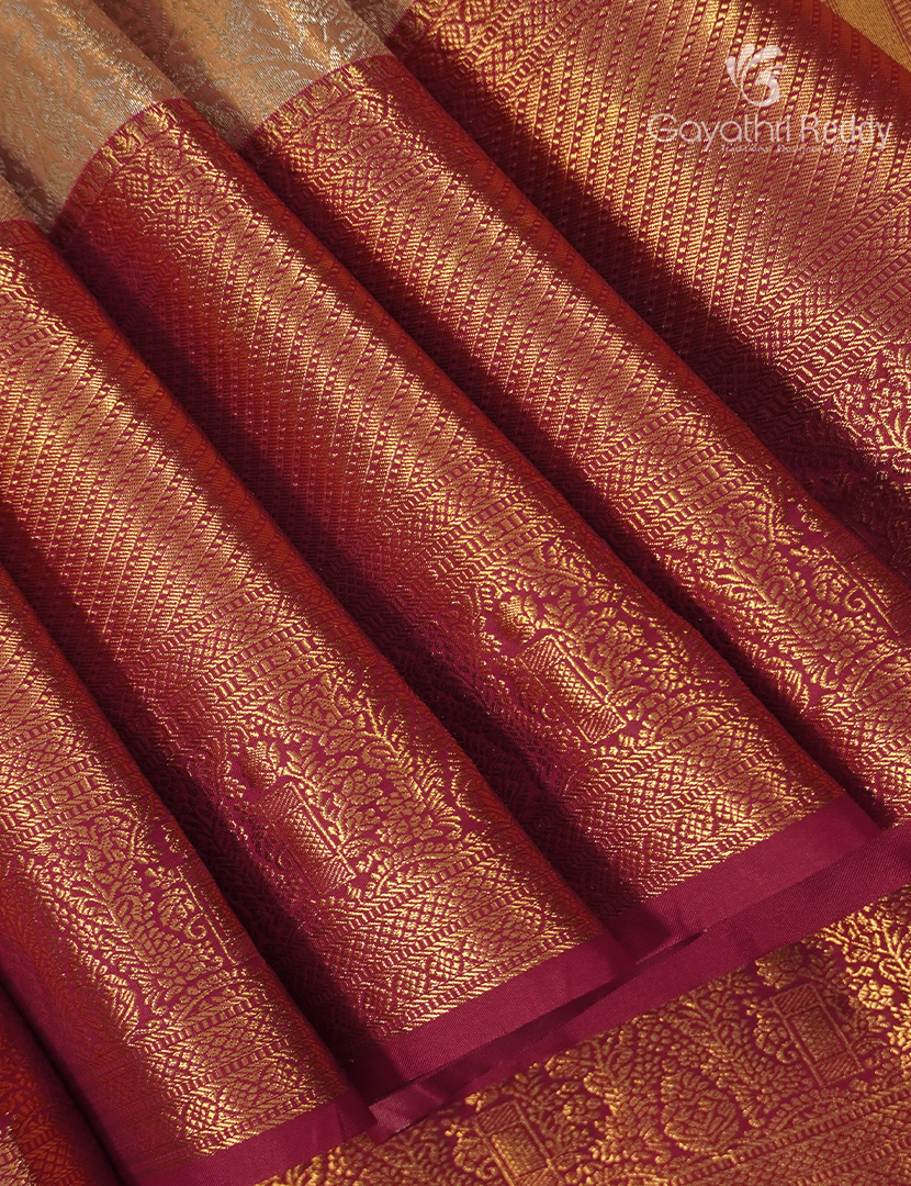Semi Kanchipuram Silk Saree in Rose Gold and Pink
