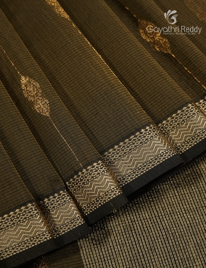 Pure Chanderi Sico Saree in Dry Mehendi Green