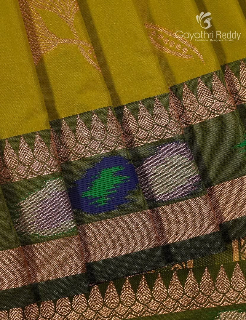 Semi Kanchipuram Art Silk Saree in Lime Green