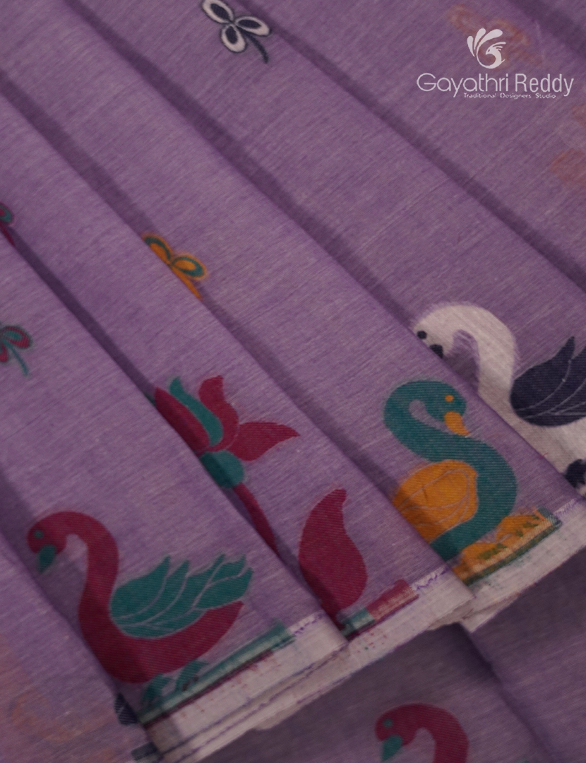Jamdani Cotton Saree in Lavender