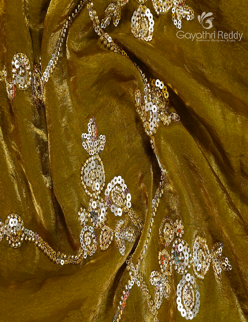 Tissue Fancy Saree in Mehendi Green