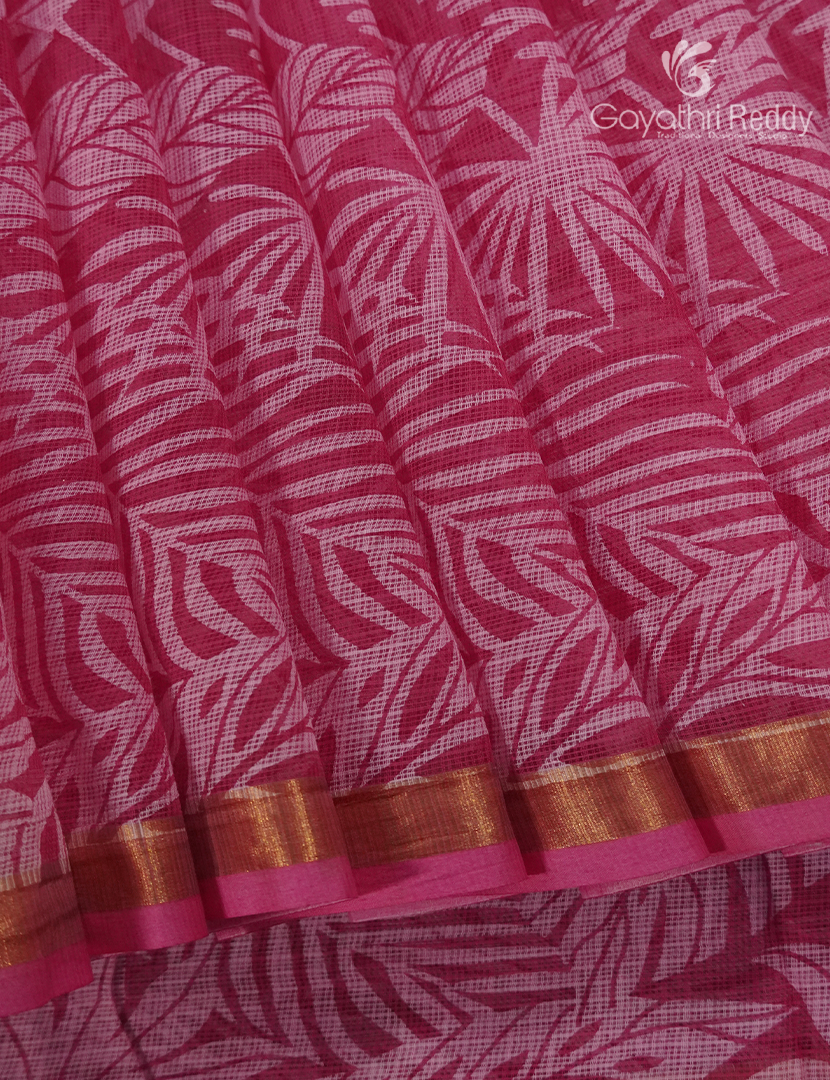 Premium Quality Cotton Kota Saree in Rani Pink