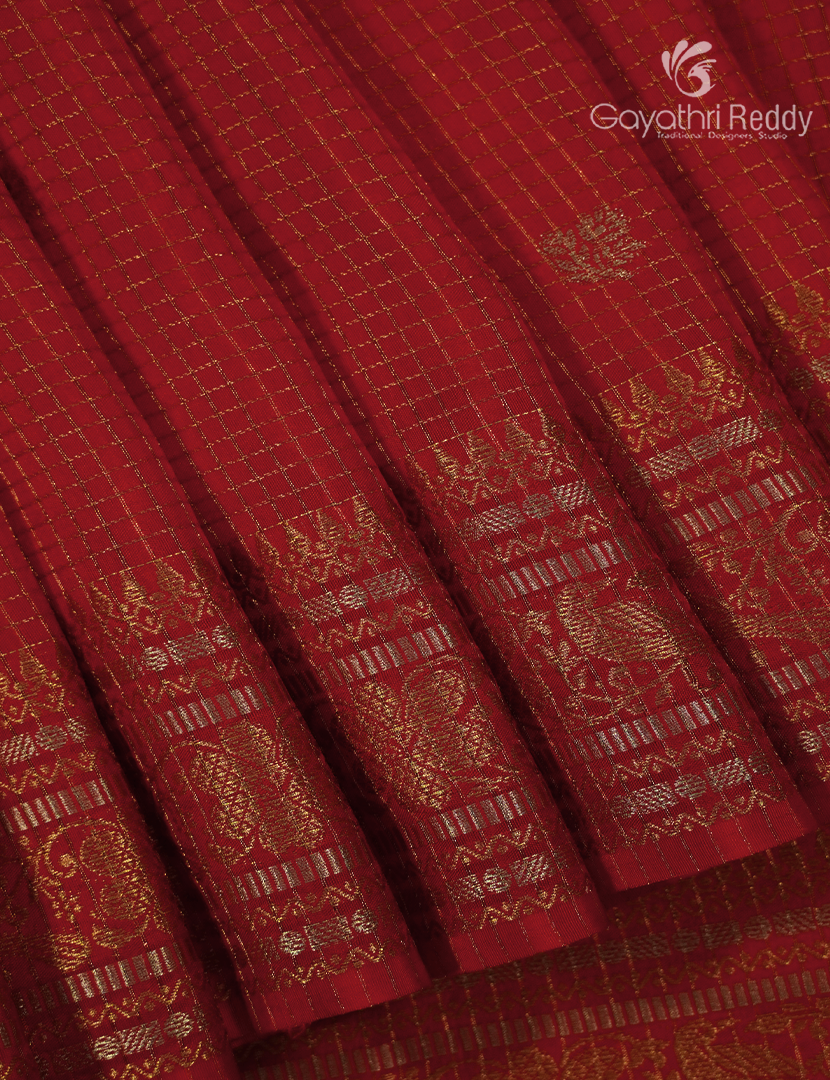 Semi Mysore Crepe Saree in Bridal Red