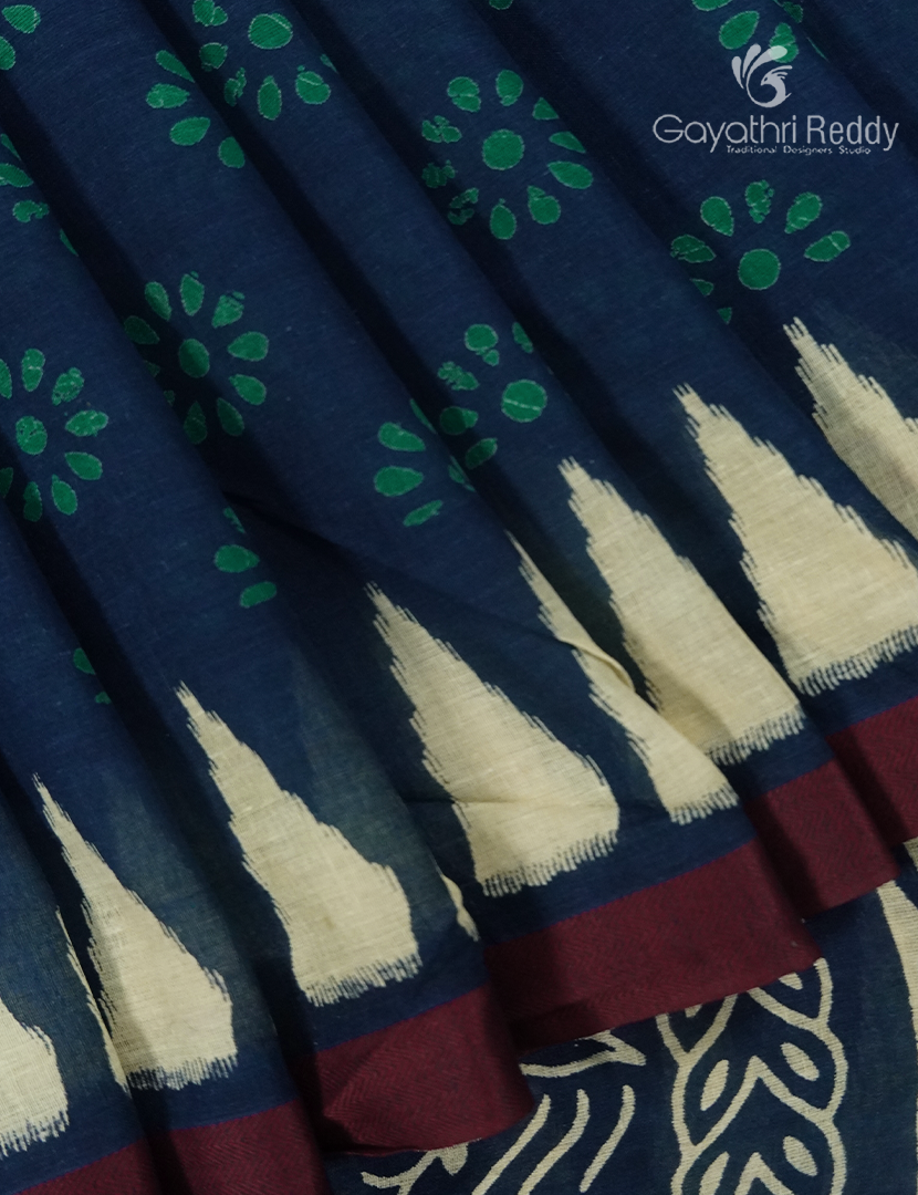 Vidharbha Cotton Saree in Indigo Blue